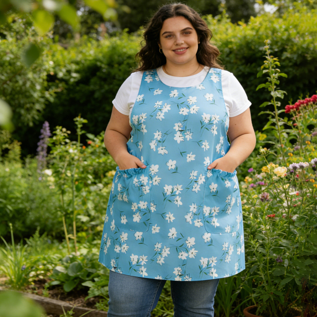 UNIWELL Oversized Aprons for Women with Pockets Cotton Polyester Adjustable Cross Back Apron for Cooking Baking Gardening