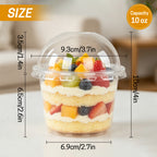 UNIWELL 25 Pack 10oz Plastic Dessert Cups with Lids ，Disposable Clear Parfait Cups with Dome Lids,Mini  Snack Bowls for Ice Cream,Cake,Fruit,Pudding,Yogurt