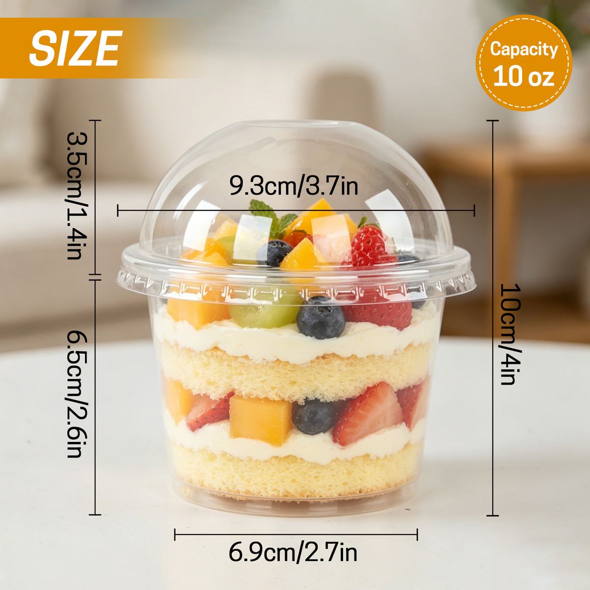 UNIWELL 25 Pack 10oz Plastic Dessert Cups with Lids ，Disposable Clear Parfait Cups with Dome Lids,Mini  Snack Bowls for Ice Cream,Cake,Fruit,Pudding,Yogurt