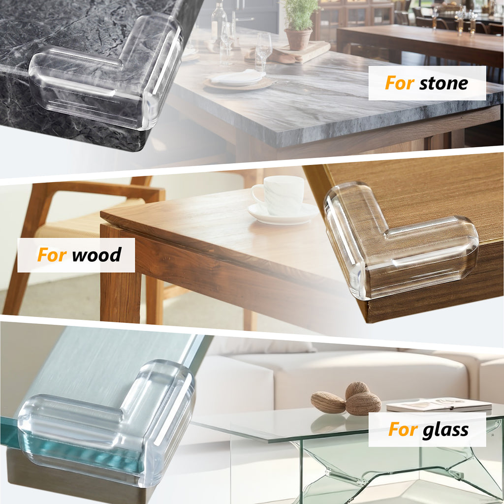 UNIWELL 24 Pack Transparent Table Corner Protectors , Baby Safety Proofing Furniture Corner & Edge Protectors Guards