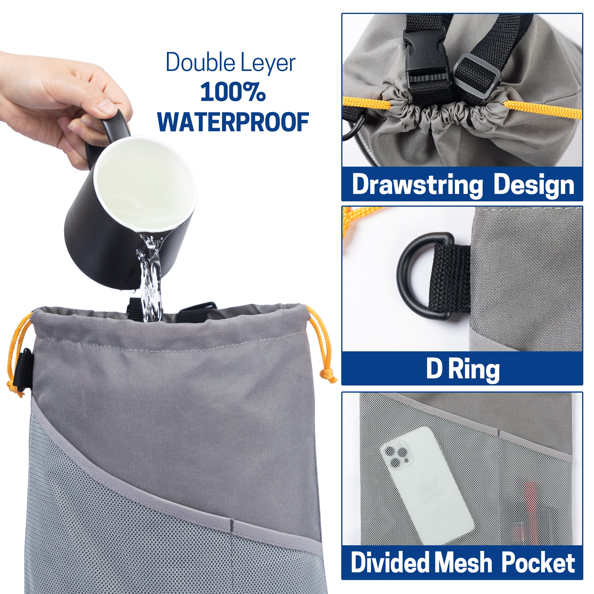 UNIWELL 2pcs Car Trash Bags Automotive Detachable Hanging Garbage Bag for Car Hanging Back Seat for Outdoor Traveling