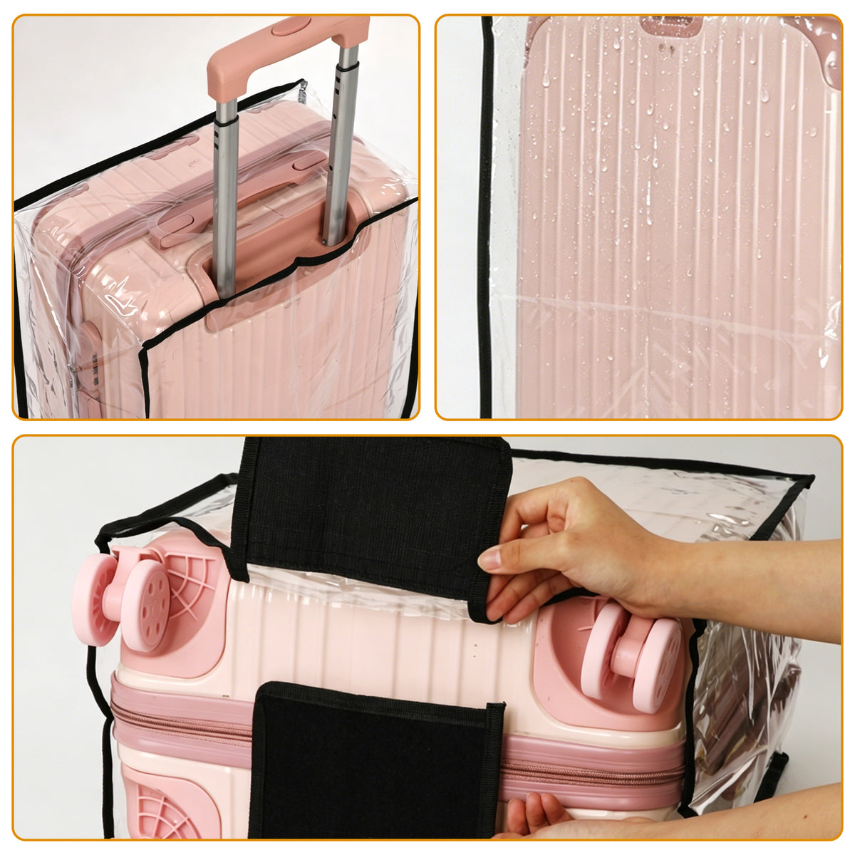 UNIWELL 3pack Luggage Cover Protector,20+24+28 inch Clear PVC Suitcase Dust Covers, Travel Dustproof Luggage Sleeve Protector