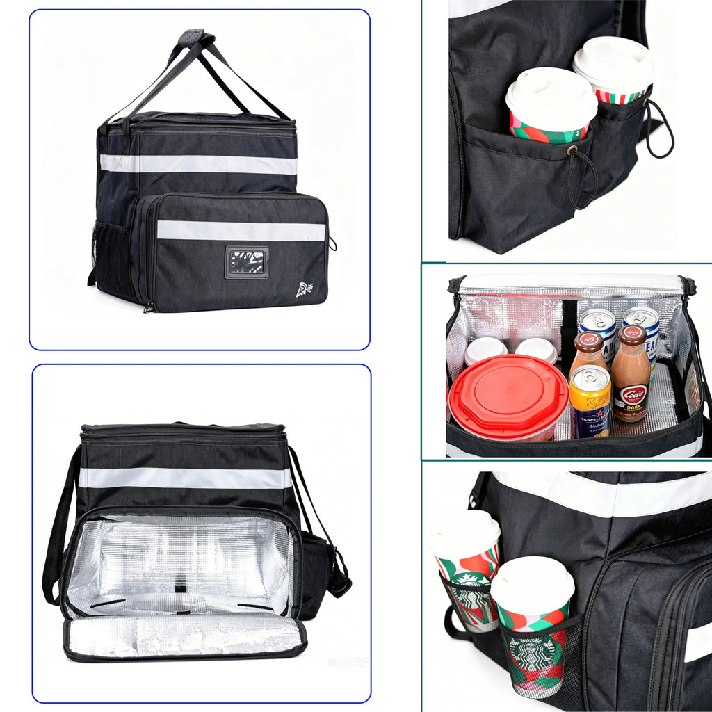 UNIWELL Insulated Food Delivery Backpack, Food Delivery Bag,Expandable Cooler & Hot Pizza Bags with Reflective Strip for Delivery,Camping & Beach