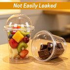 UNIWELL 25 Pack 10oz Plastic Dessert Cups with Lids ，Disposable Clear Parfait Cups with Dome Lids,Mini  Snack Bowls for Ice Cream,Cake,Fruit,Pudding,Yogurt