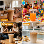 UNIWELL 20 oz Clear Plastic Cups with Lids and Straws, 25 Sets Disposable Drinking Cups for Cold Drinks, Iced Coffee, Milkshakes, Smoothies,