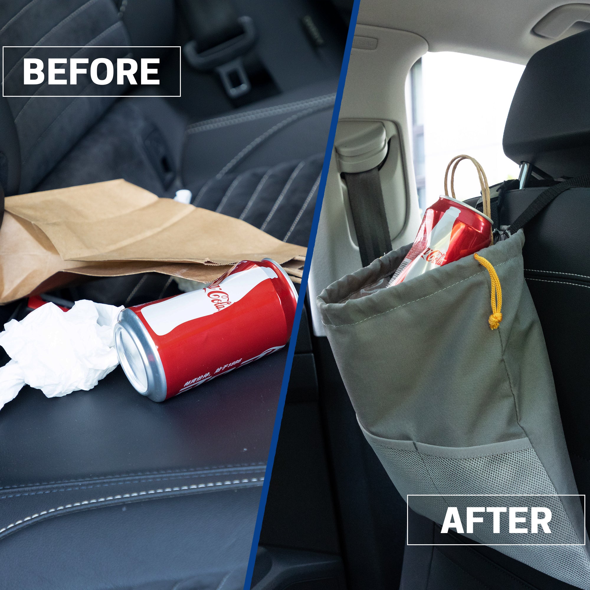 UNIWELL 2pcs Car Trash Bags Automotive Detachable Hanging Garbage Bag for Car Hanging Back Seat for Outdoor Traveling