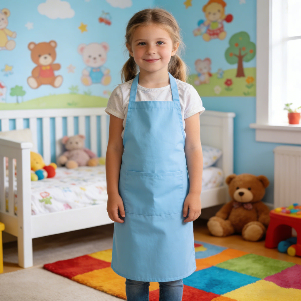 Kids Apron for 1.2‑1.5m Children, Adjustable Cooking Apron with Pocket for Kitchen Baking Painting Art