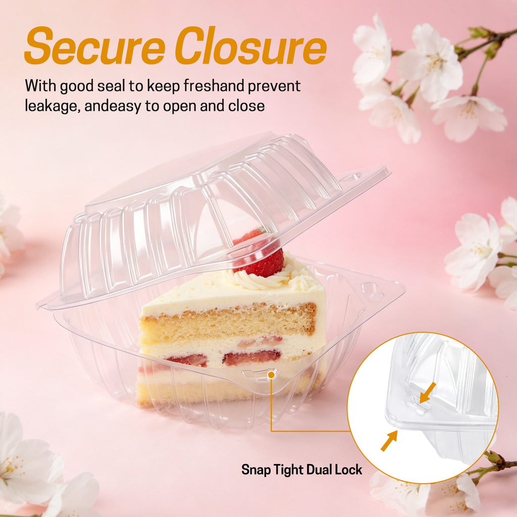 UNIWELL 50/100packs 5x5 Inch Clear Plastic Food Container ,Clamshell Takeout Trays Disposable Plastic Hinged Lids Dessert Food Container for Hamburgers,Cakes,Sandwiches,Pasta,Chips