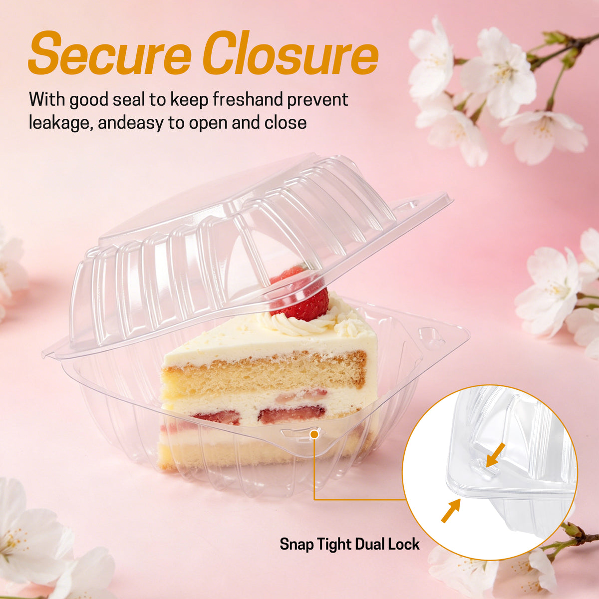 UNIWELL 50/100packs 5x5 Inch Clear Plastic Food Container ,Clamshell Takeout Trays Disposable Plastic Hinged Lids Dessert Food Container for Hamburgers,Cakes,Sandwiches,Pasta,Chips