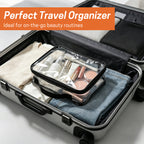 UNIWELL 2-Piece PVC Cosmetic Bags Blue Transparent  Waterproof Travel Clear Toiletry Pouch with Handle for Airport Travel