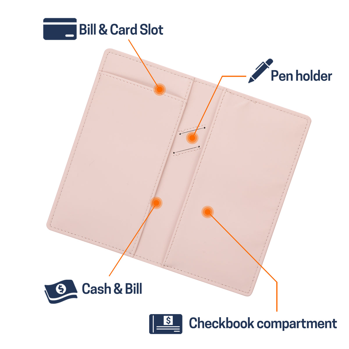 UNIWELL Leather Checkbook Holder for Personal Checks – Standard Checkbook Cover for Duplicate Checks, Big Capacity Wallet with Pen Holder & Card Slots