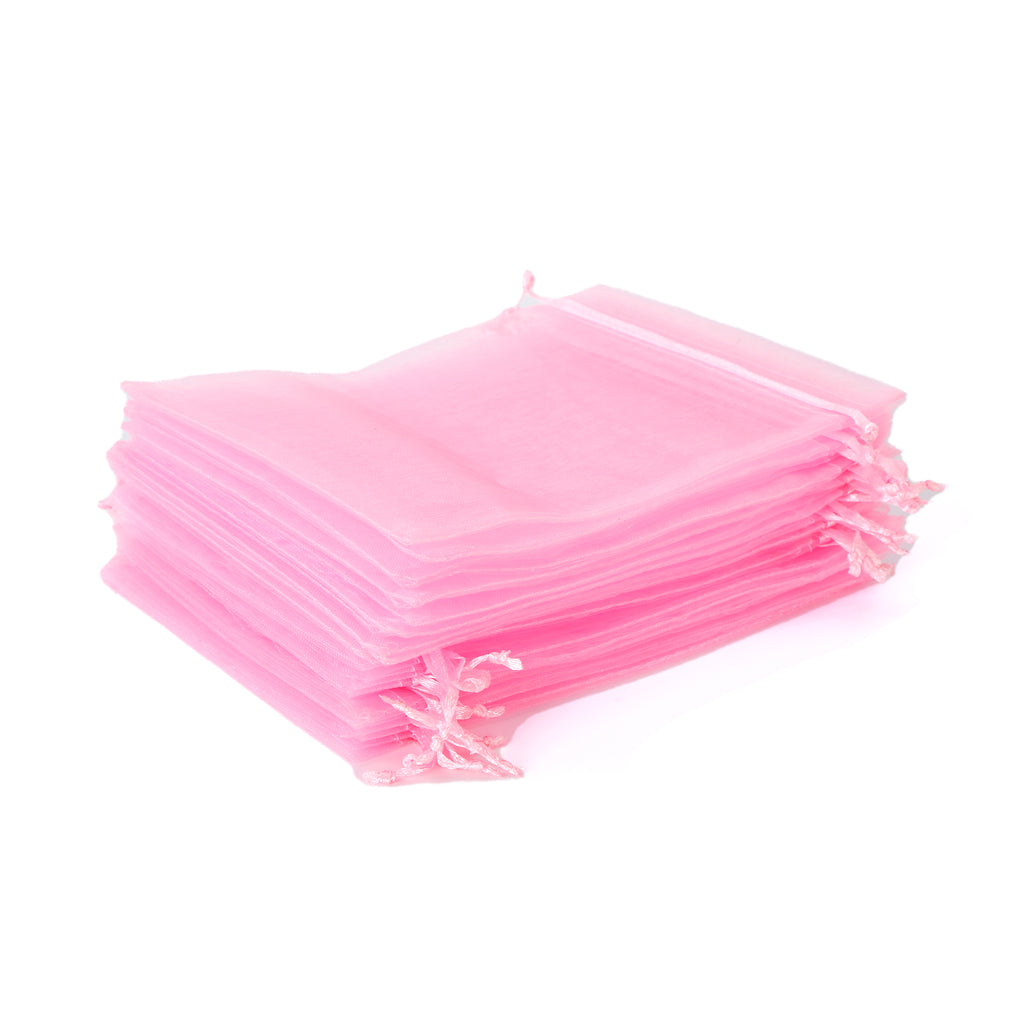 UNIWELL 100 Pcs 5x7 Inches Organza Bags Drawstring Mesh Jewelry Candy Pouches, Reusable Favor Bags for Christmas, Baby Shower, and Crafts