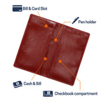 UNIWELL Leather Checkbook Holder for Personal Checks – Standard Checkbook Cover for Duplicate Checks, Big Capacity Wallet with Pen Holder & Card Slots