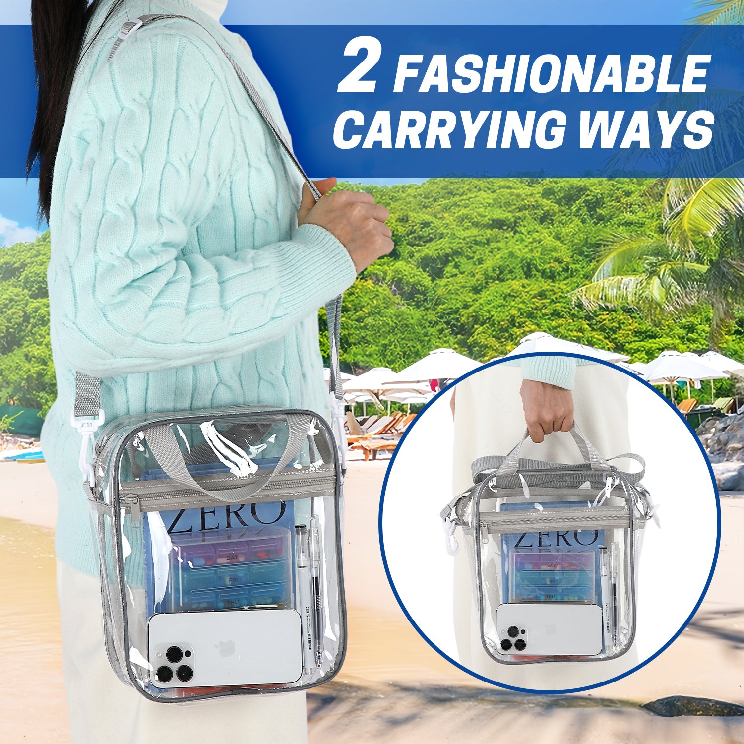 UNIWELL Clear Bag Stadium Approved, Unisex Crossbody Bag Adjustable Strap Shoulder Bags for Concerts Festival Sports Events