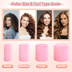 UNIWELL 52pcs Self Grip Velcro Hair Rollers, Reusable Heatless Curlers for Long Medium Short Hair, No Heat Sleep-in Salon Hairdressing Set
