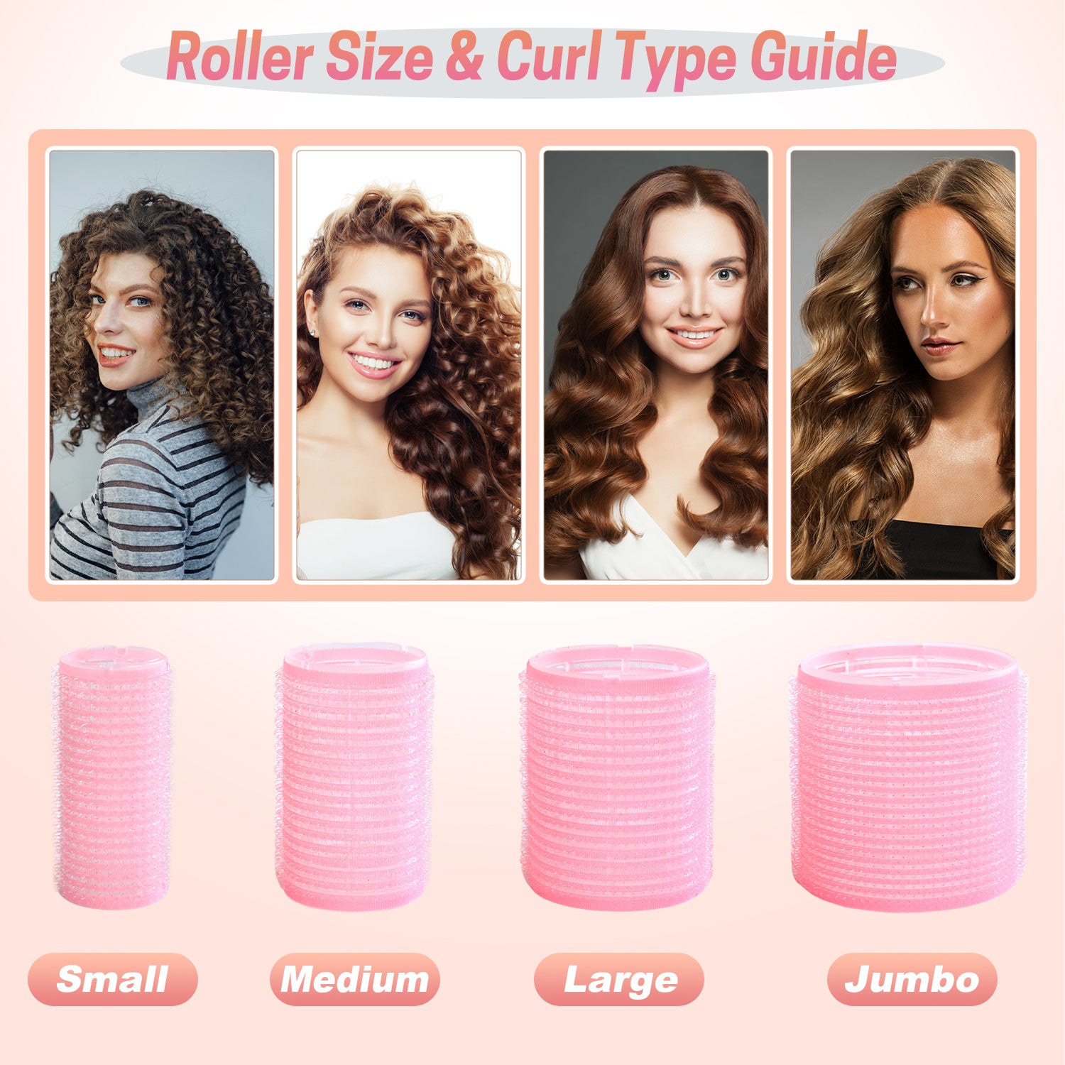 UNIWELL 52pcs Self Grip Velcro Hair Rollers, Reusable Heatless Curlers for Long Medium Short Hair, No Heat Sleep-in Salon Hairdressing Set