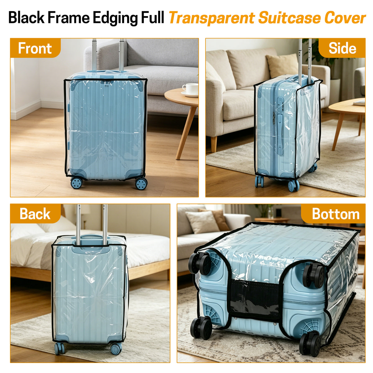 UNIWELL 3pack Luggage Cover Protector,20+24+28 inch Clear PVC Suitcase Dust Covers, Travel Dustproof Luggage Sleeve Protector