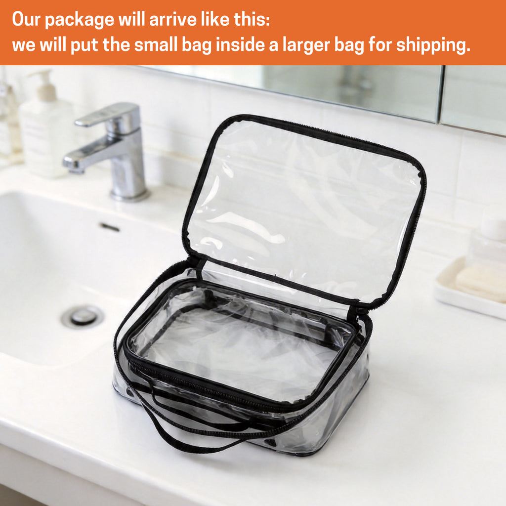 UNIWELL 2-Piece PVC Cosmetic Bags Blue Transparent  Waterproof Travel Clear Toiletry Pouch with Handle for Airport Travel