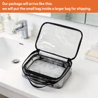 UNIWELL 2-Piece PVC Cosmetic Bags Blue Transparent  Waterproof Travel Clear Toiletry Pouch with Handle for Airport Travel