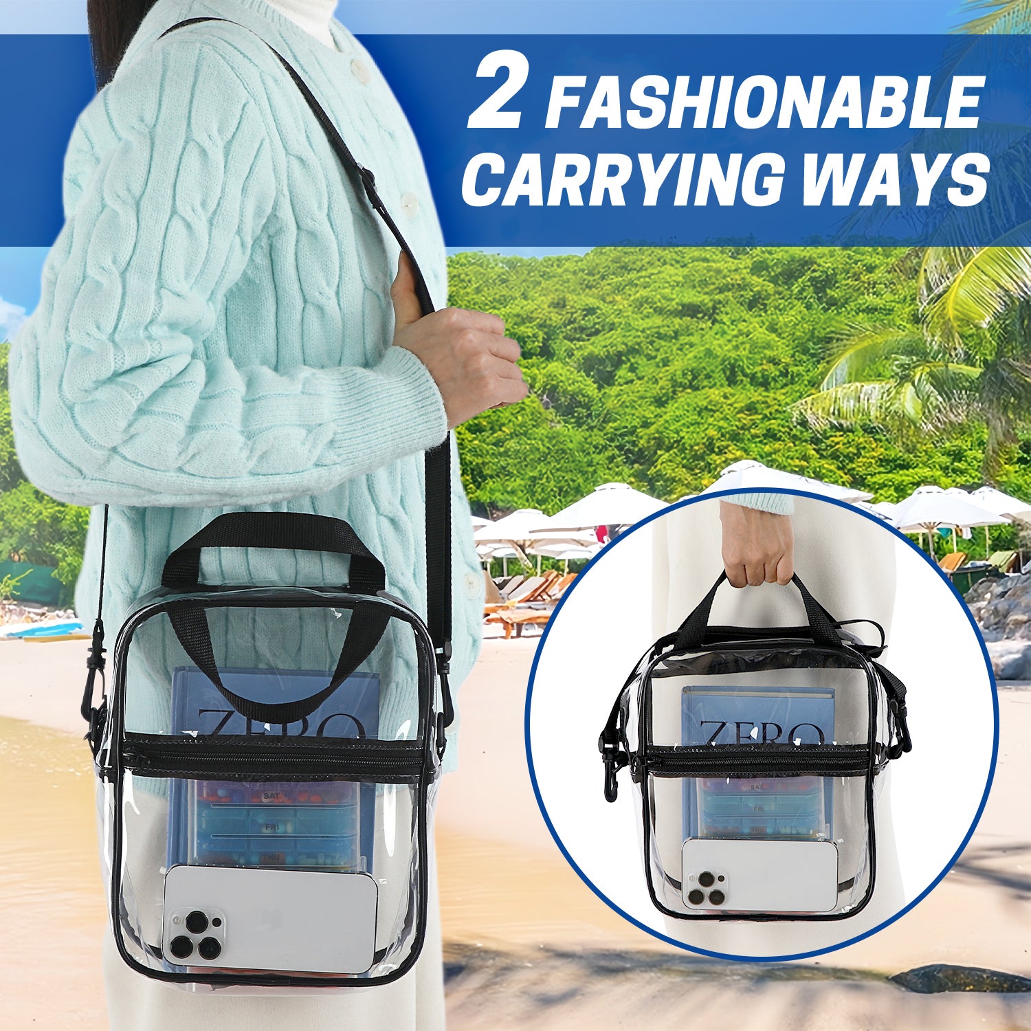 UNIWELL Clear Bag Stadium Approved, Unisex Crossbody Bag Adjustable Strap Shoulder Bags for Concerts Festival Sports Events