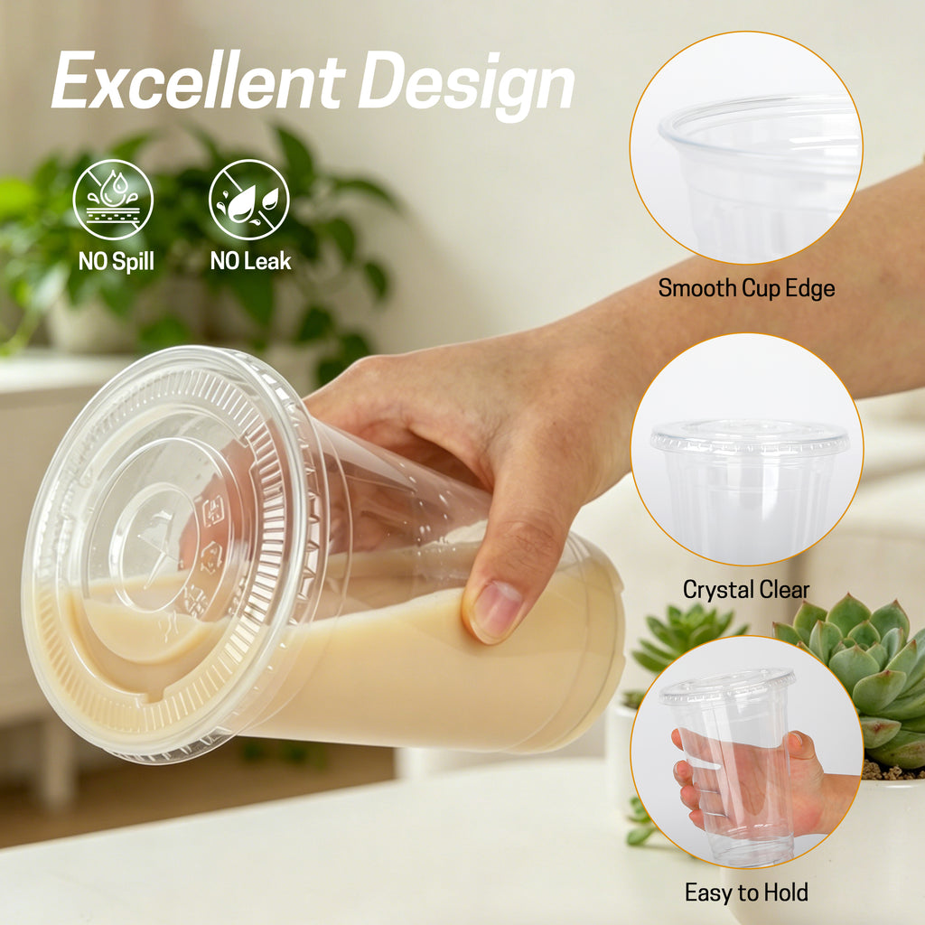 UNIWELL 20 oz Clear Plastic Cups with Lids and Straws, 25 Sets Disposable Drinking Cups for Cold Drinks, Iced Coffee, Milkshakes, Smoothies,