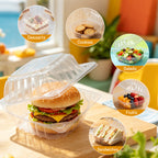 UNIWELL 50/100packs 5x5 Inch Clear Plastic Food Container ,Clamshell Takeout Trays Disposable Plastic Hinged Lids Dessert Food Container for Hamburgers,Cakes,Sandwiches,Pasta,Chips