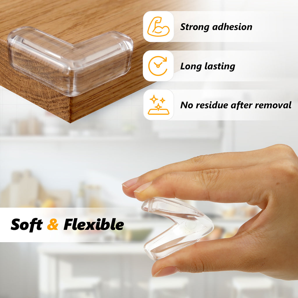 UNIWELL 24 Pack Transparent Table Corner Protectors , Baby Safety Proofing Furniture Corner & Edge Protectors Guards