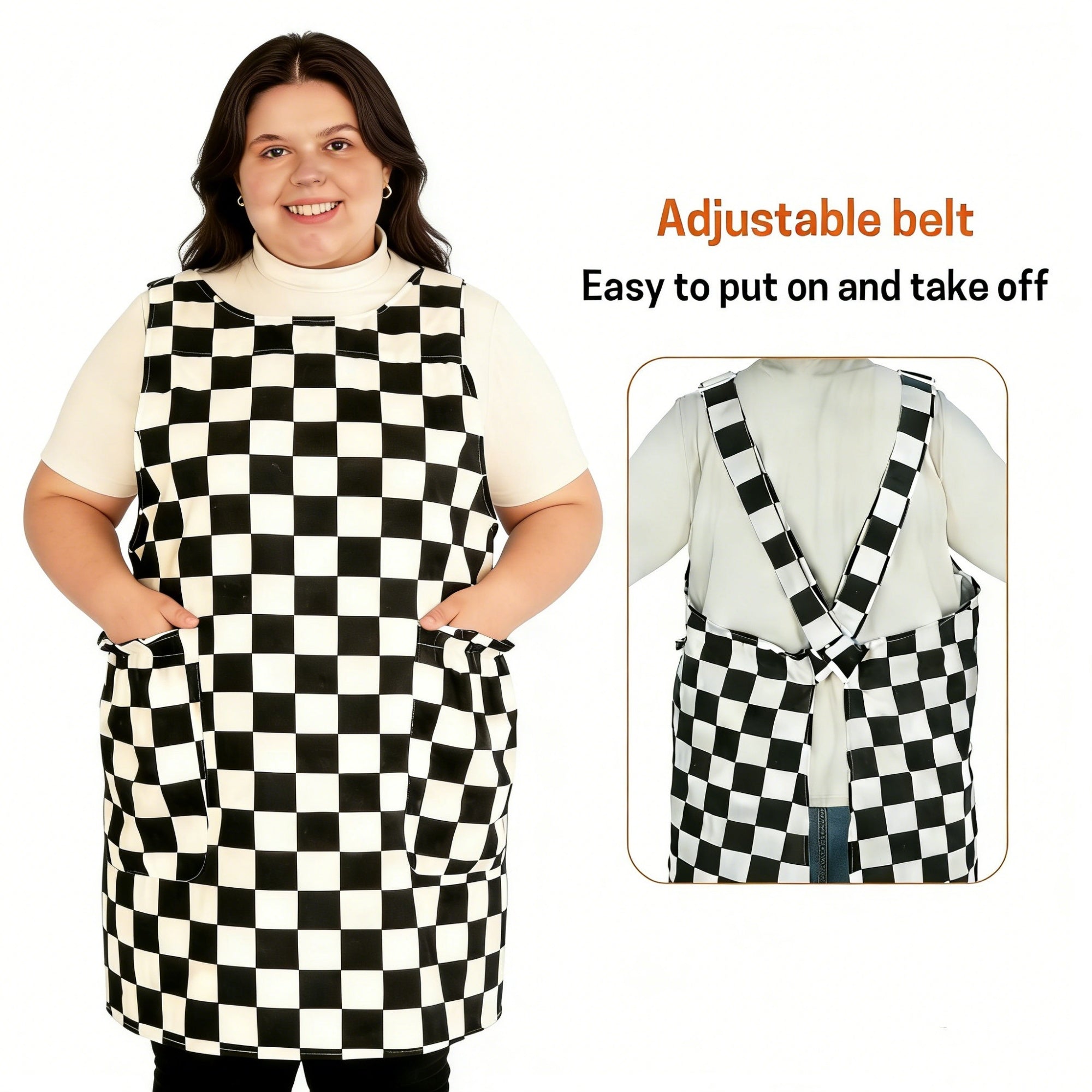 UNIWELL Oversized Aprons for Women with Pockets Cotton Polyester Adjustable Cross Back Apron for Cooking Baking Gardening