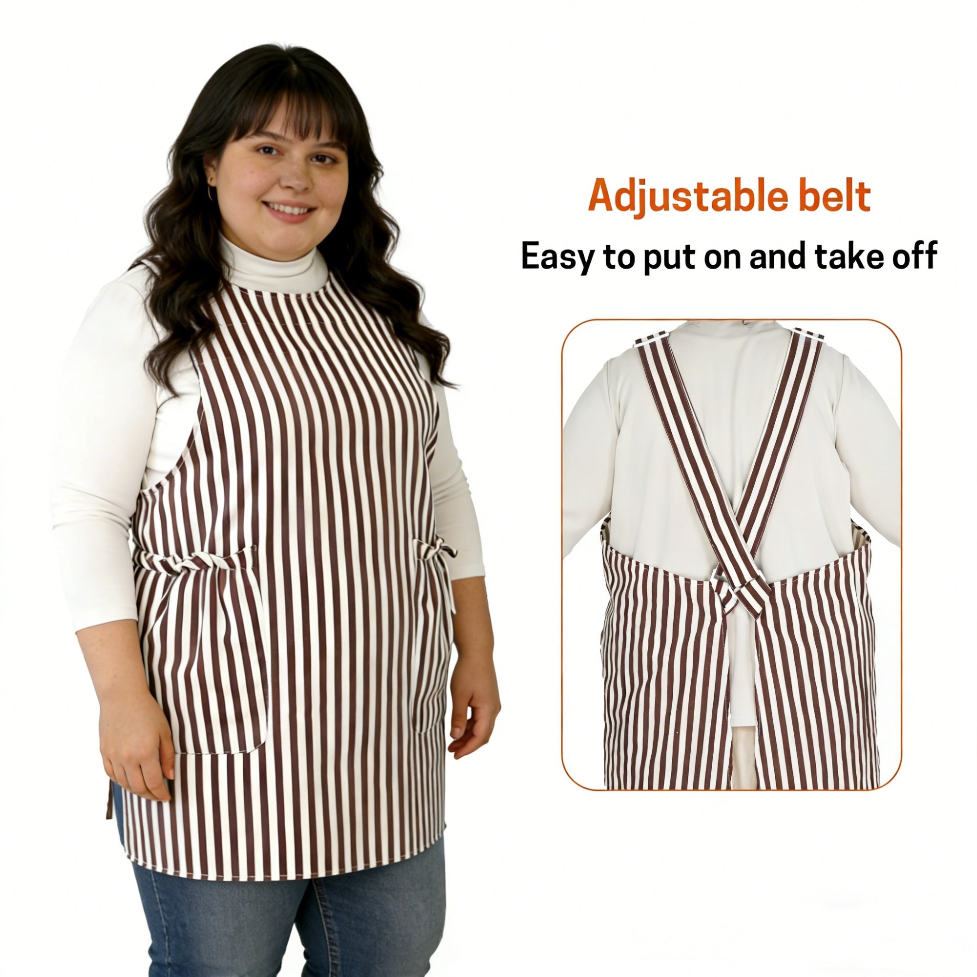 UNIWELL Oversized Aprons for Women with Pockets Cotton Polyester Adjustable Cross Back Apron for Cooking Baking Gardening