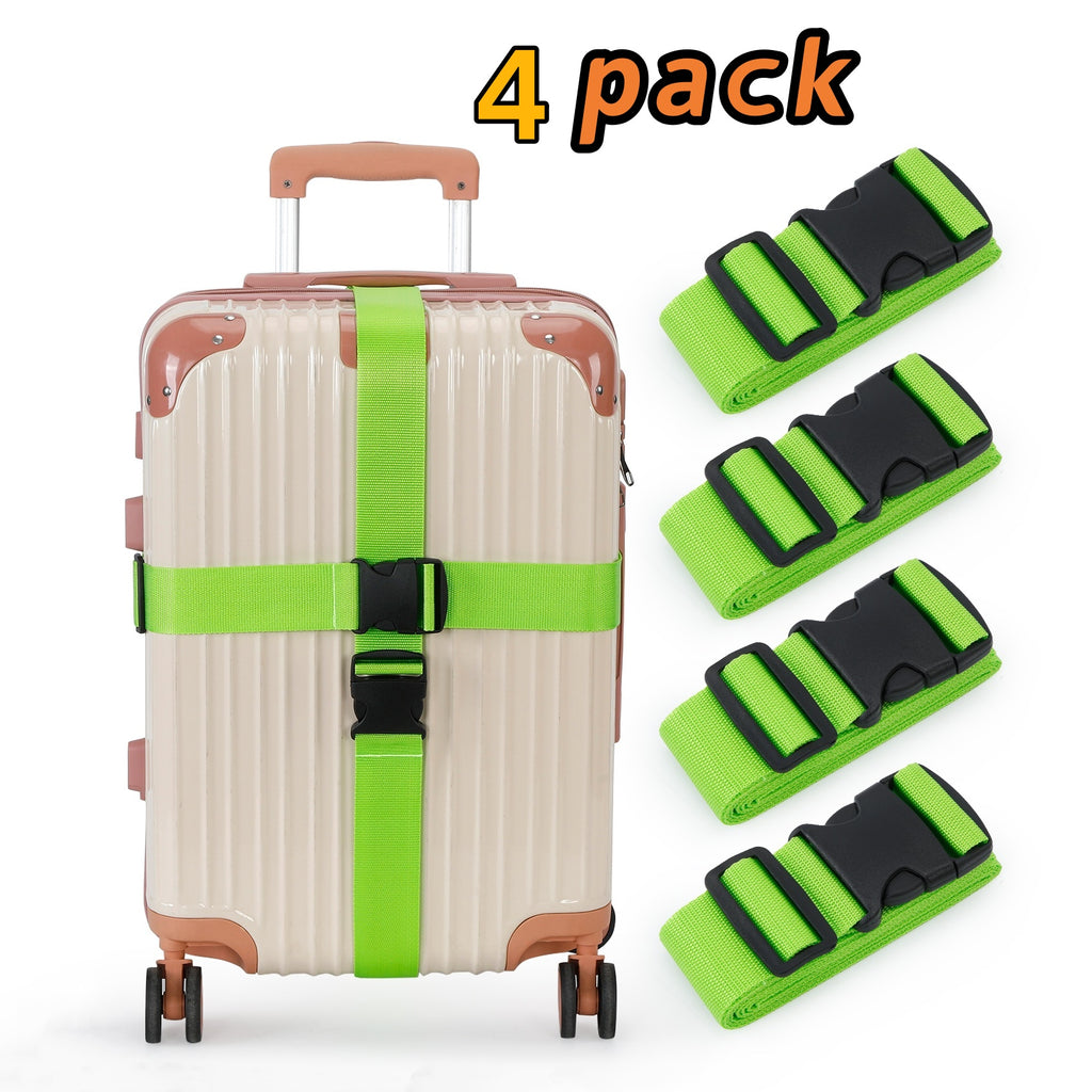 UNIWELL 4 Pack Adjustable Luggage Straps for Suitcases - Heavy Duty Travel Belt with Quick Release Buckle
